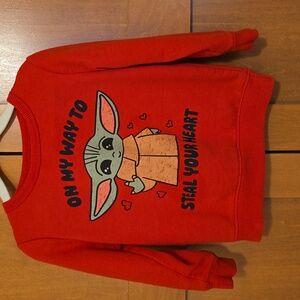 Red Kids Star Wars Sweatshirt with Grogu Design